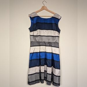 Danny & Nicole Blue A-Line Midi Dress
